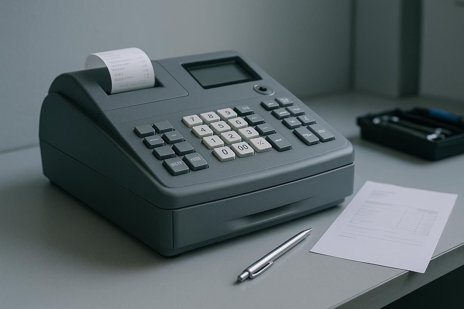 Техник сервизира касов апарат в офиса на СТЕЛАР