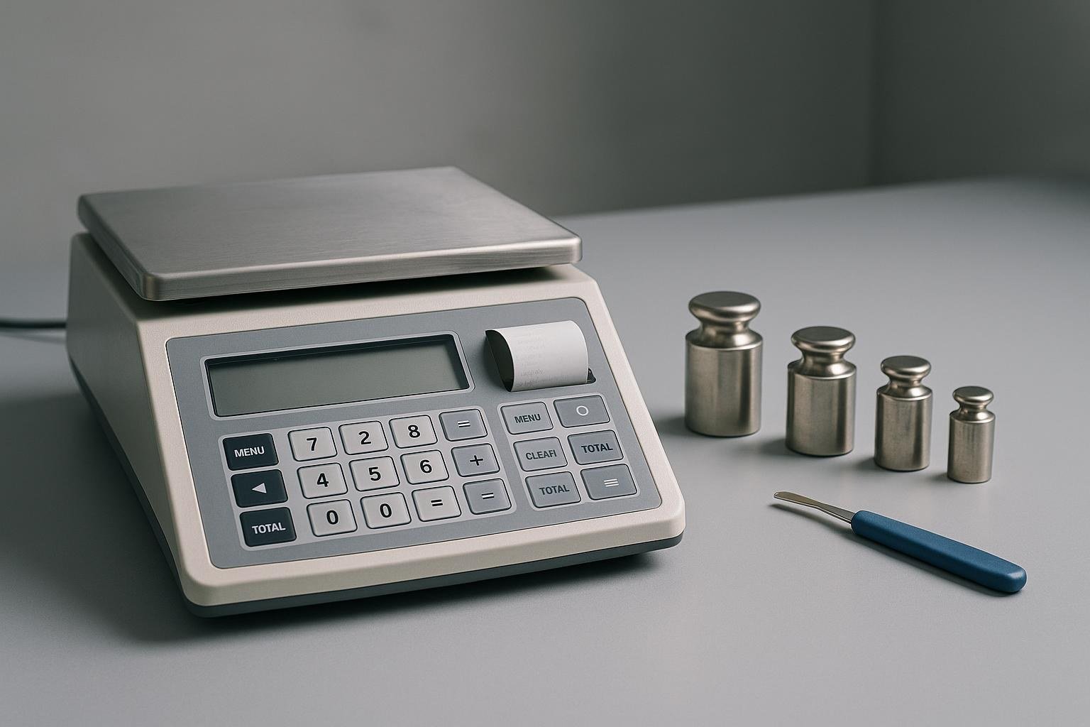 Електронна везна в магазин с етикетен принтер